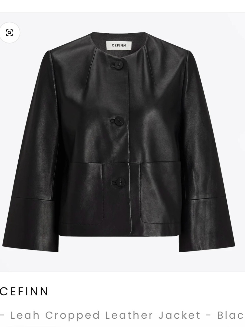 Cefinn Black Cropped Leather Jacket